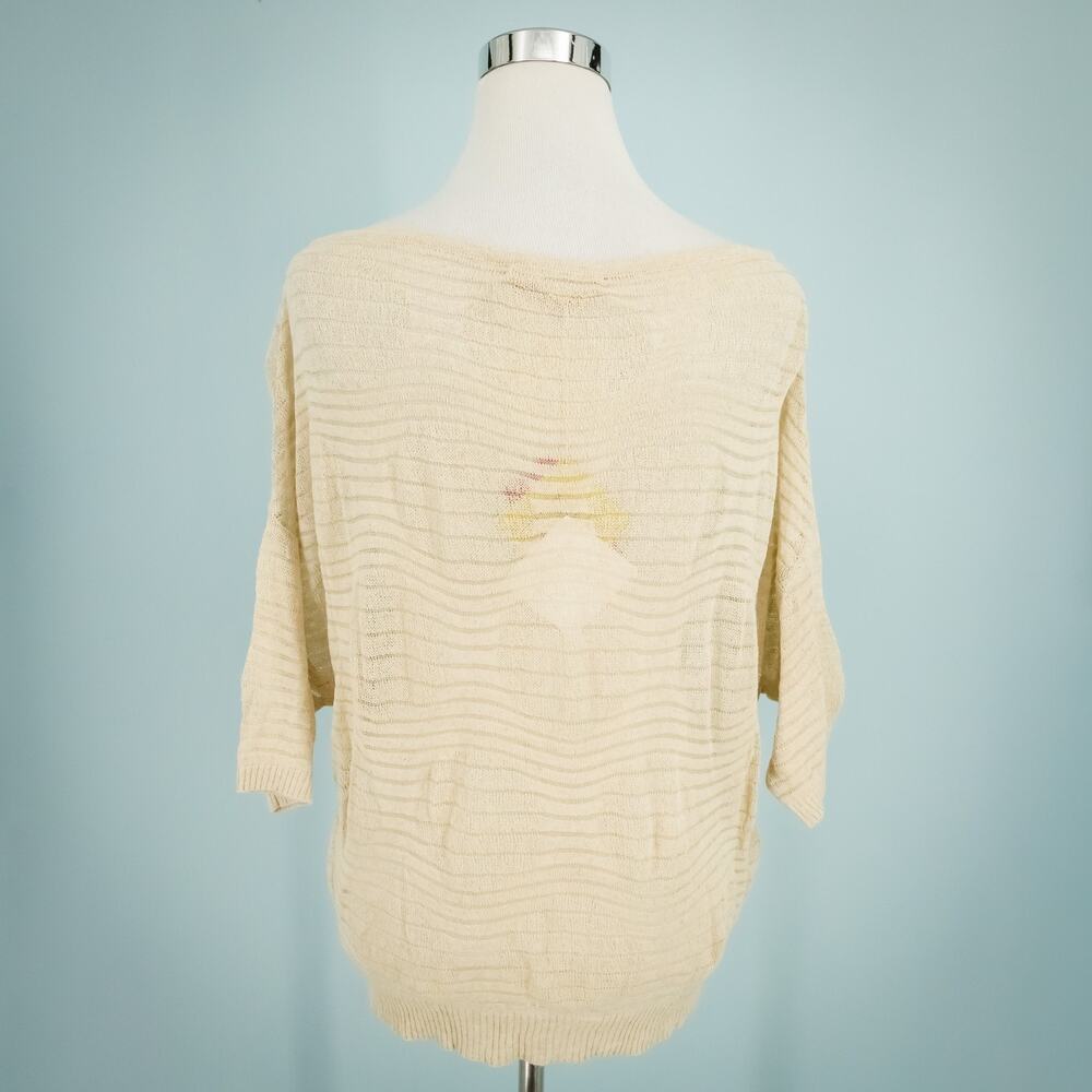 Kuna Size Small Medium S M Lavanda Short Sleeve Pima Cotton Linen Sweater NEW - Picture 2 of 7